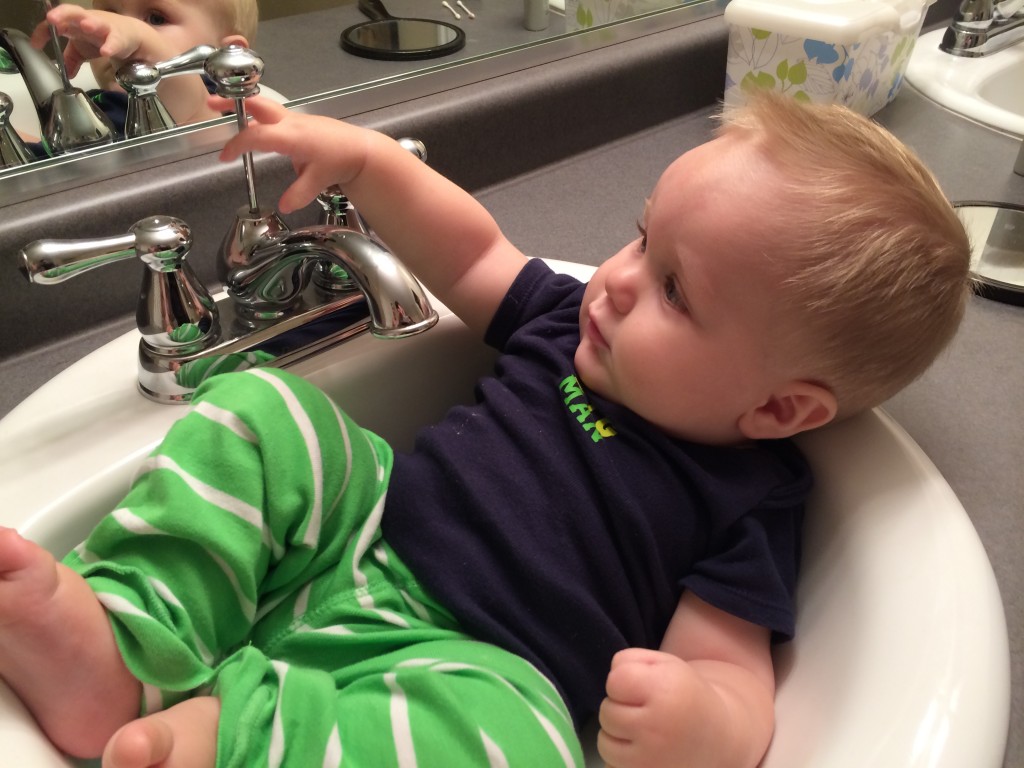 Don't tell mommy.  Hey, you can only fit in a bathroom sink for a tiny fraction of your life.  Am I right??